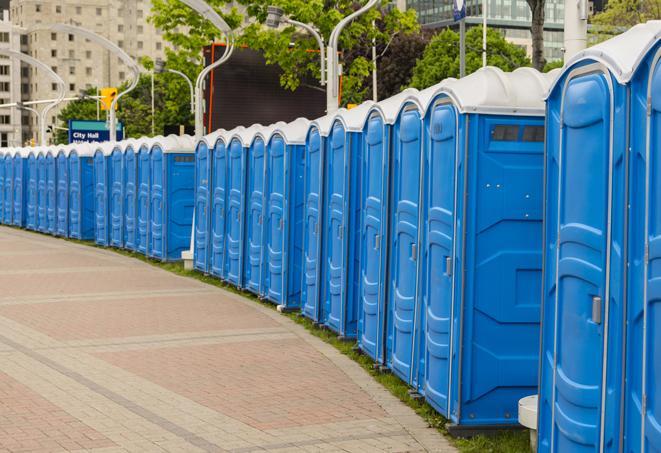 Seasonal porta potty units set up at a Terrell, Texas venue