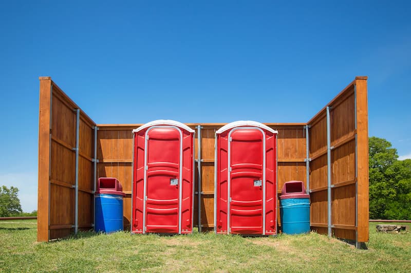 Short-term porta potty units staged for delivery in Terrell, Texas
